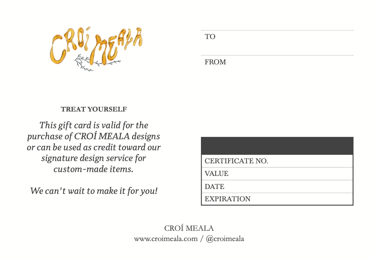 CROÍ MEALA GIFTCARD